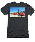 1 Camels on Dubai Jumeirah Beach with Marina Skyscrapers in Uae Michal Bednarek T-Shirt