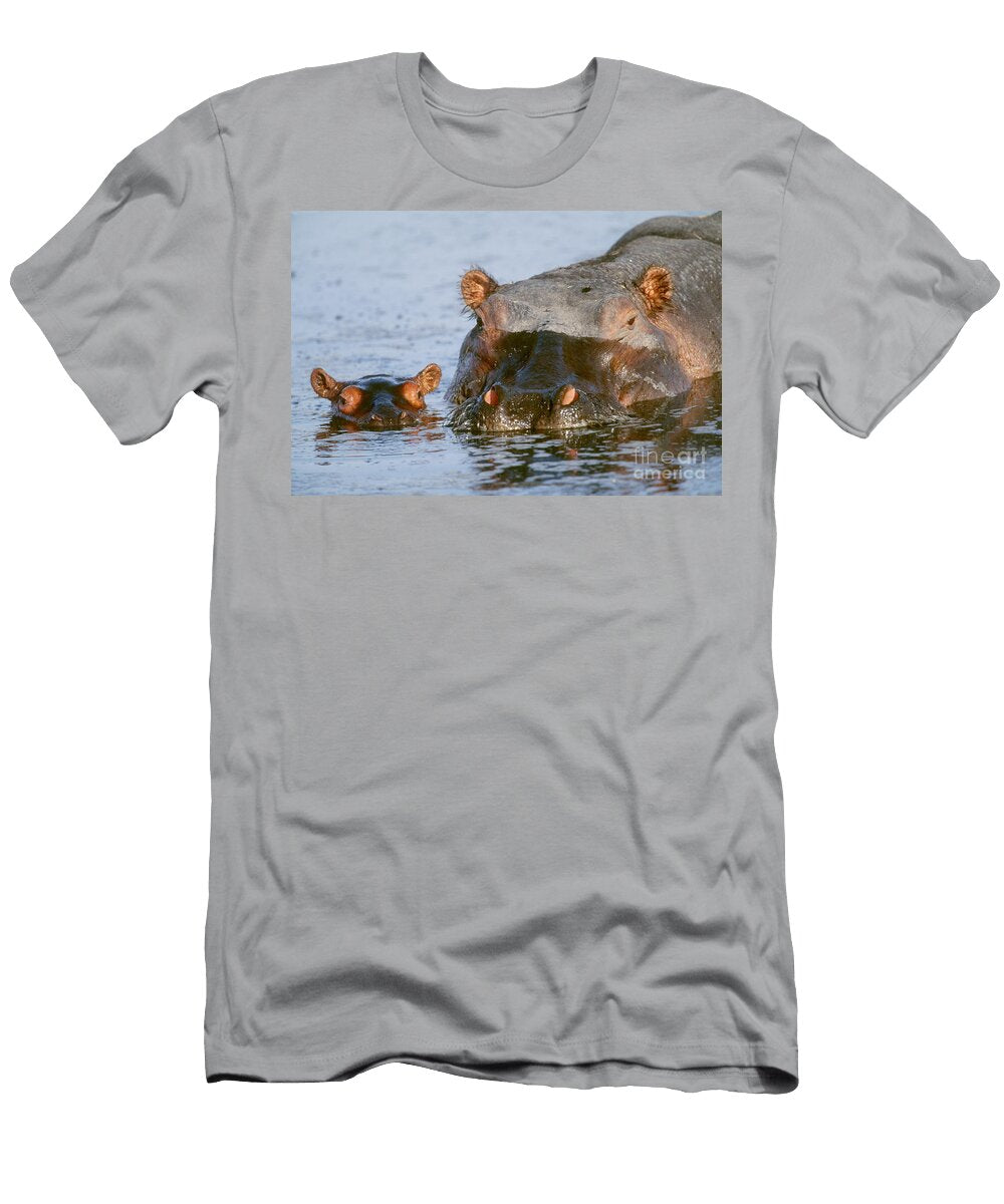 2 Hippopotamus with Young Art Wolfe T-Shirt