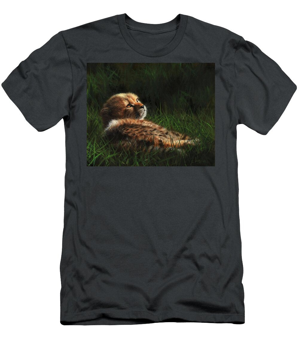 Cheetah Cub in Grass David Stribbling T-Shirt