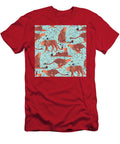 Graphic Cheetahs in Different Poses with Abstract Spots on Bakcground Julien T-Shirt