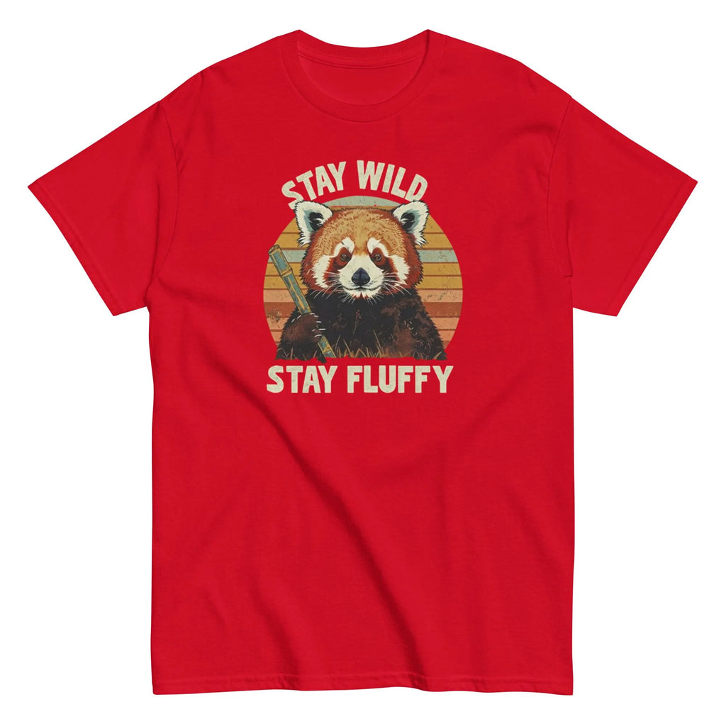 Stay Wild Stay Fluffy, Retro Red Panda T-Shirt, Vintage Sunset Design, Cute PanRed Panda T-ShirtFluffy Animal Shirt, da Shirt.