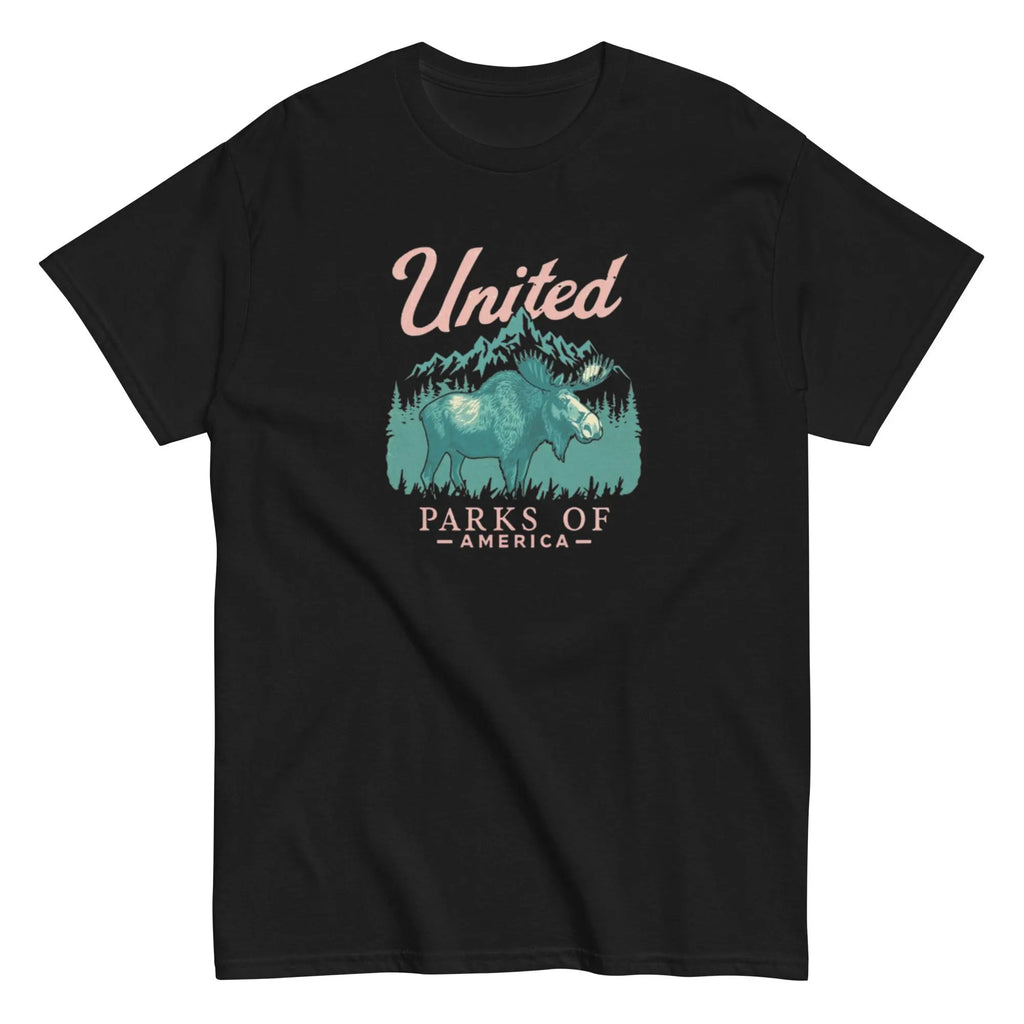 United Parks of America, Vintage Moose Wilderness Tee, National Parks, Hiking Shirt, Retro Graphic Tee, Camping Tee, Hiking Shirt.