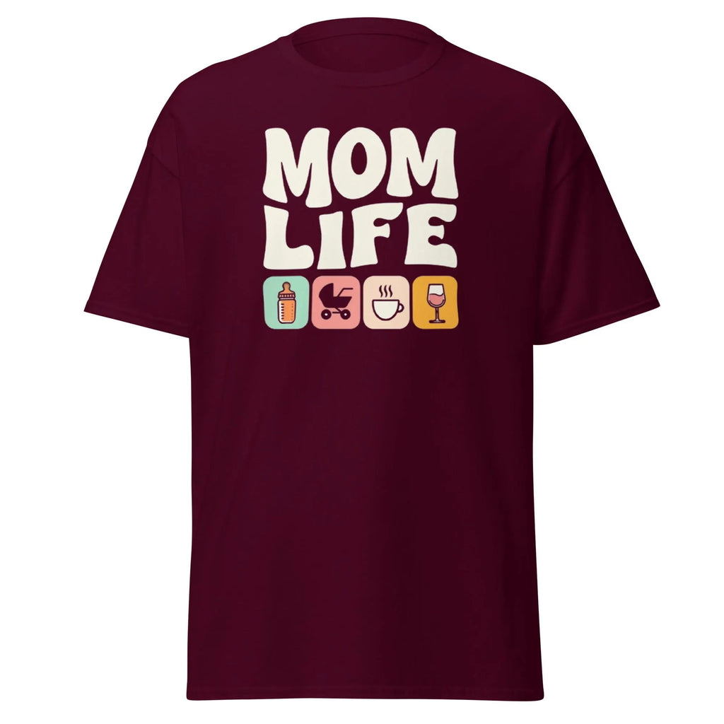 Mom Life Shirt, Funny Cute Icons Design, for Busy Mothers, Moms of all ages, Mom Life design! Featuring funy icons.