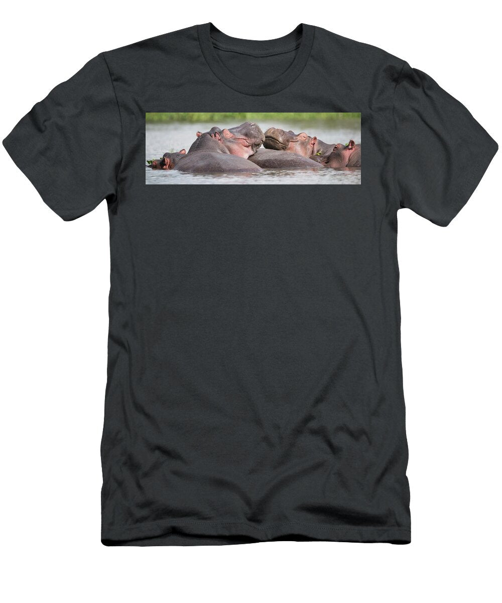 Two Hippos Hippopotamus Amphibius Nick Dale T-Shirt