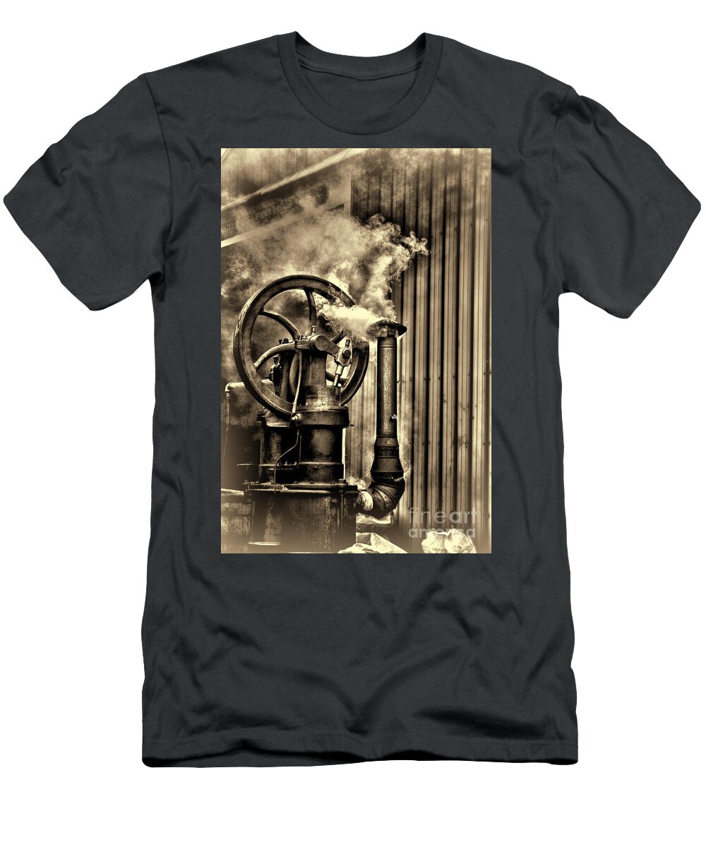 Vintage Steam Engine This Is Real Steampunk Retro Sepia Paul Ward T-Shirt